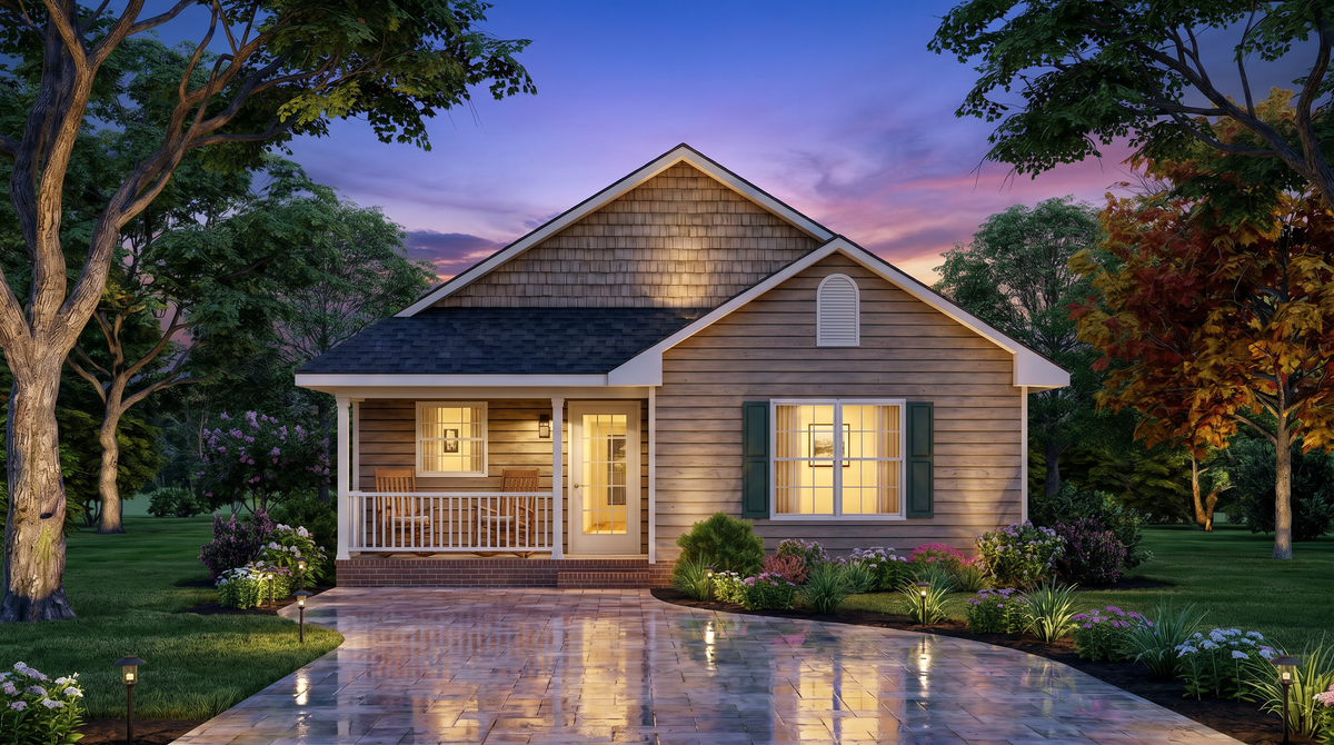 A8307-A Cottage House, 2 Bedrooms, 2 Bathrooms | Everly House Plan Exterior-3