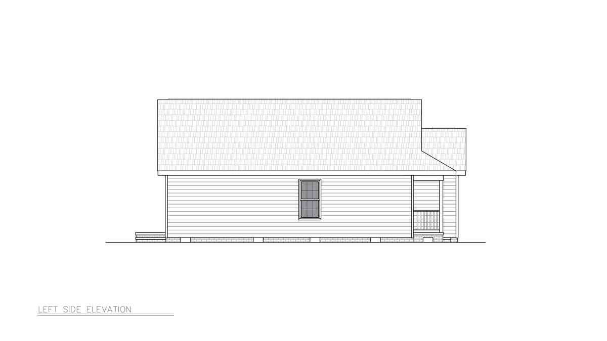 A8307-A Cottage House, 2 Bedrooms, 2 Bathrooms | Everly House Plan Left Elevation