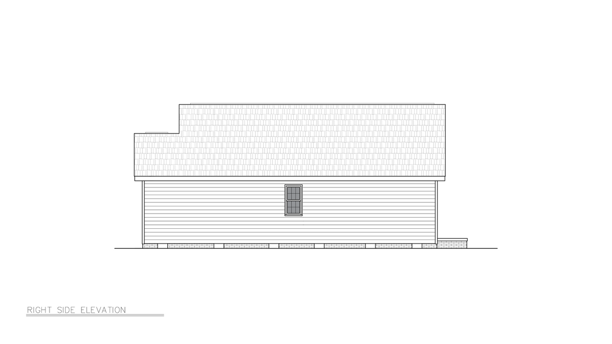 A8307-A Cottage House, 2 Bedrooms, 2 Bathrooms | Everly House Plan Right Elevation