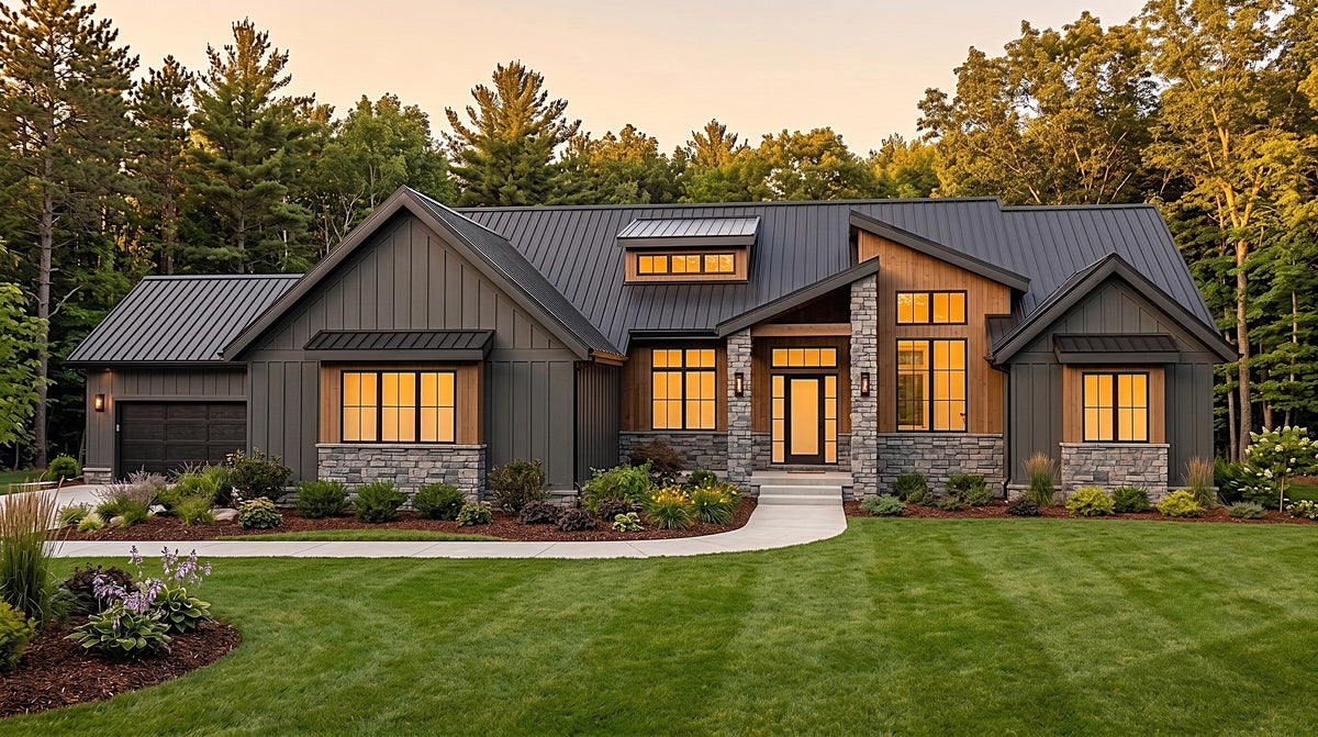 AJ8343-A Contemporary Farmhouse, 3 Bedrooms, 2.5 Bathrooms | Plan 1072 House Plan Exterior