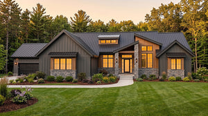 AJ8343-A Contemporary Farmhouse, 3 Bedrooms, 2.5 Bathrooms | Plan 1072 House Plan Exterior