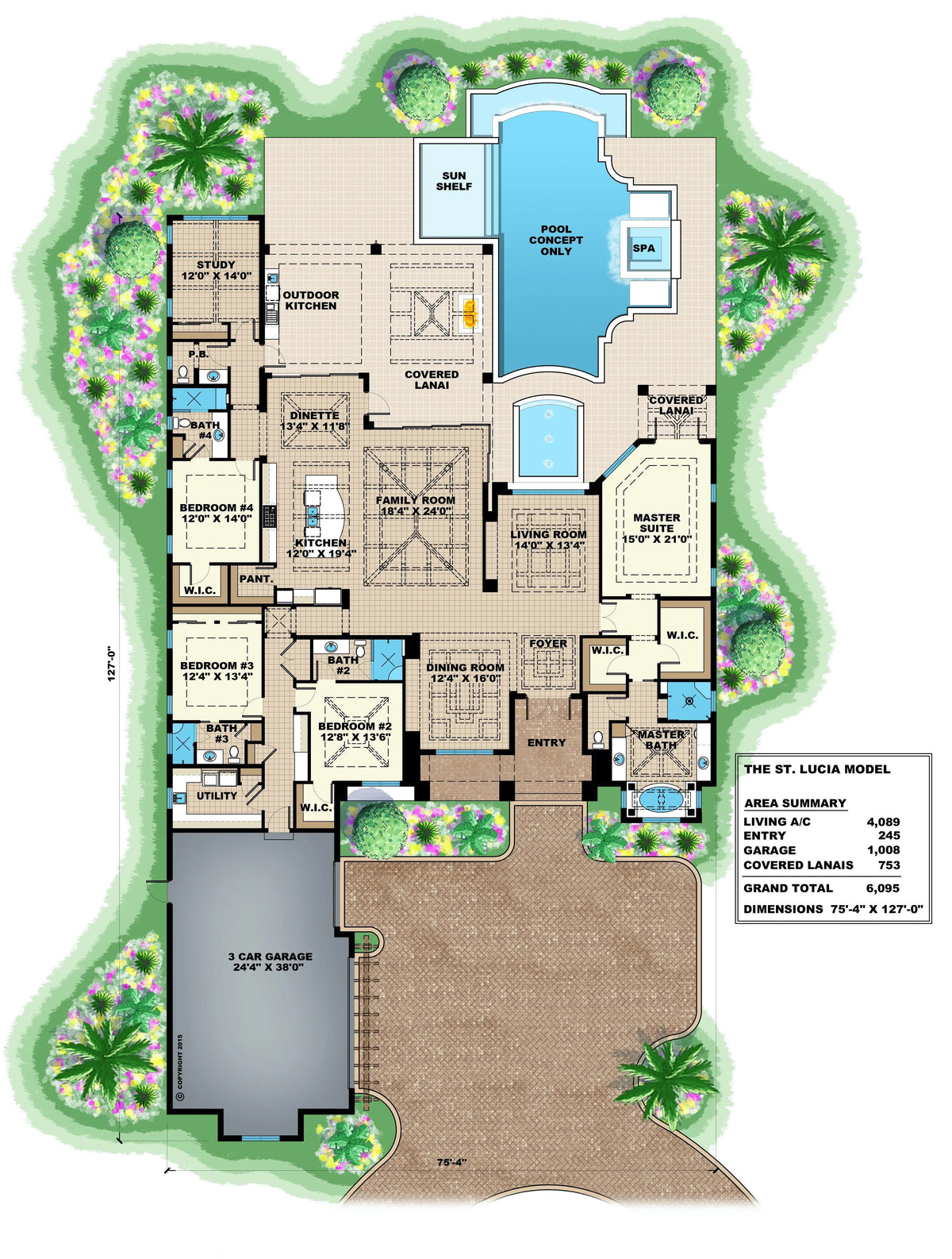 St. Lucia House Plan - Archival Designs House Plans, floor plan