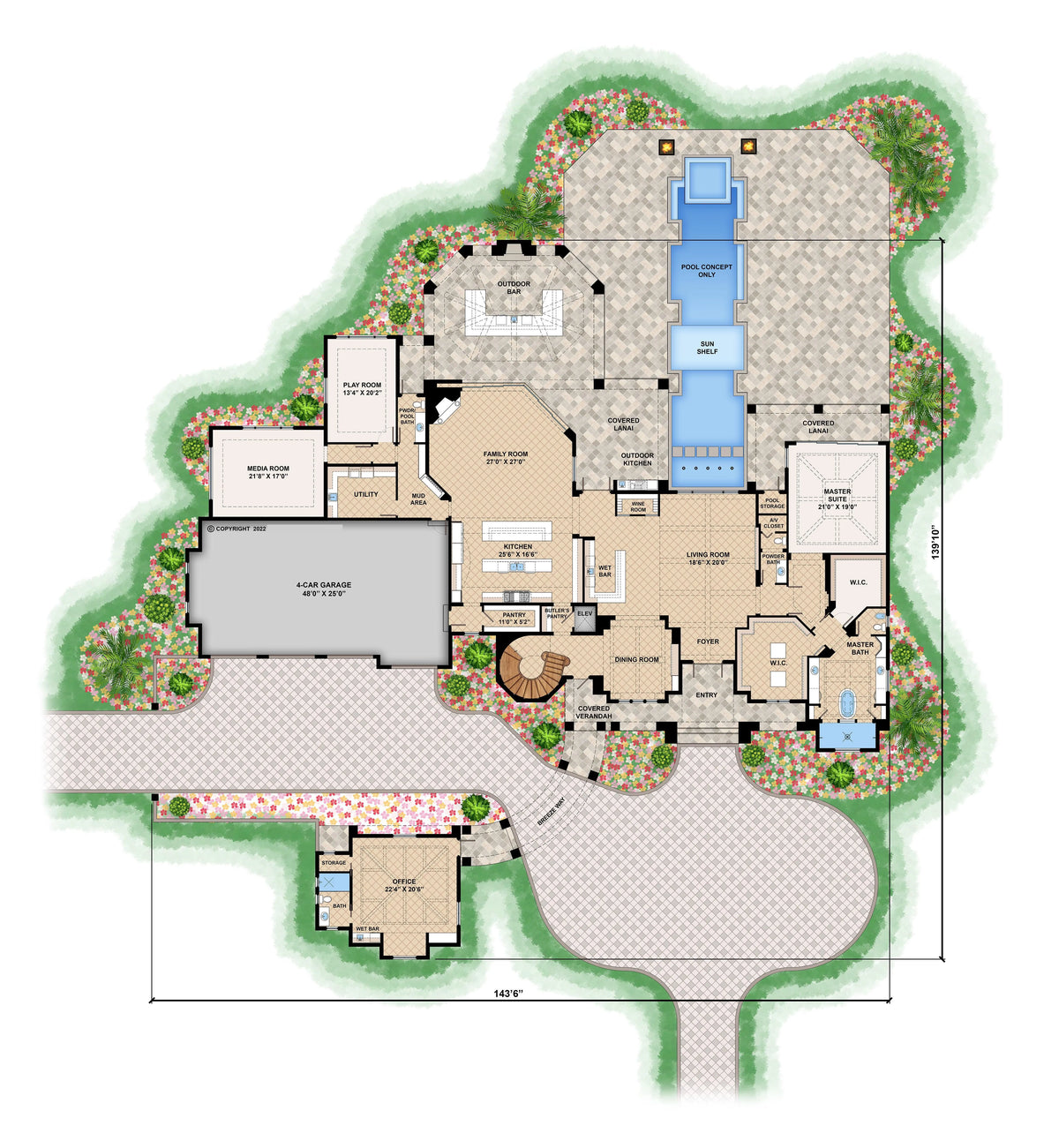 Mediterranean House Plan - Archival Designs House Plans, floor plan