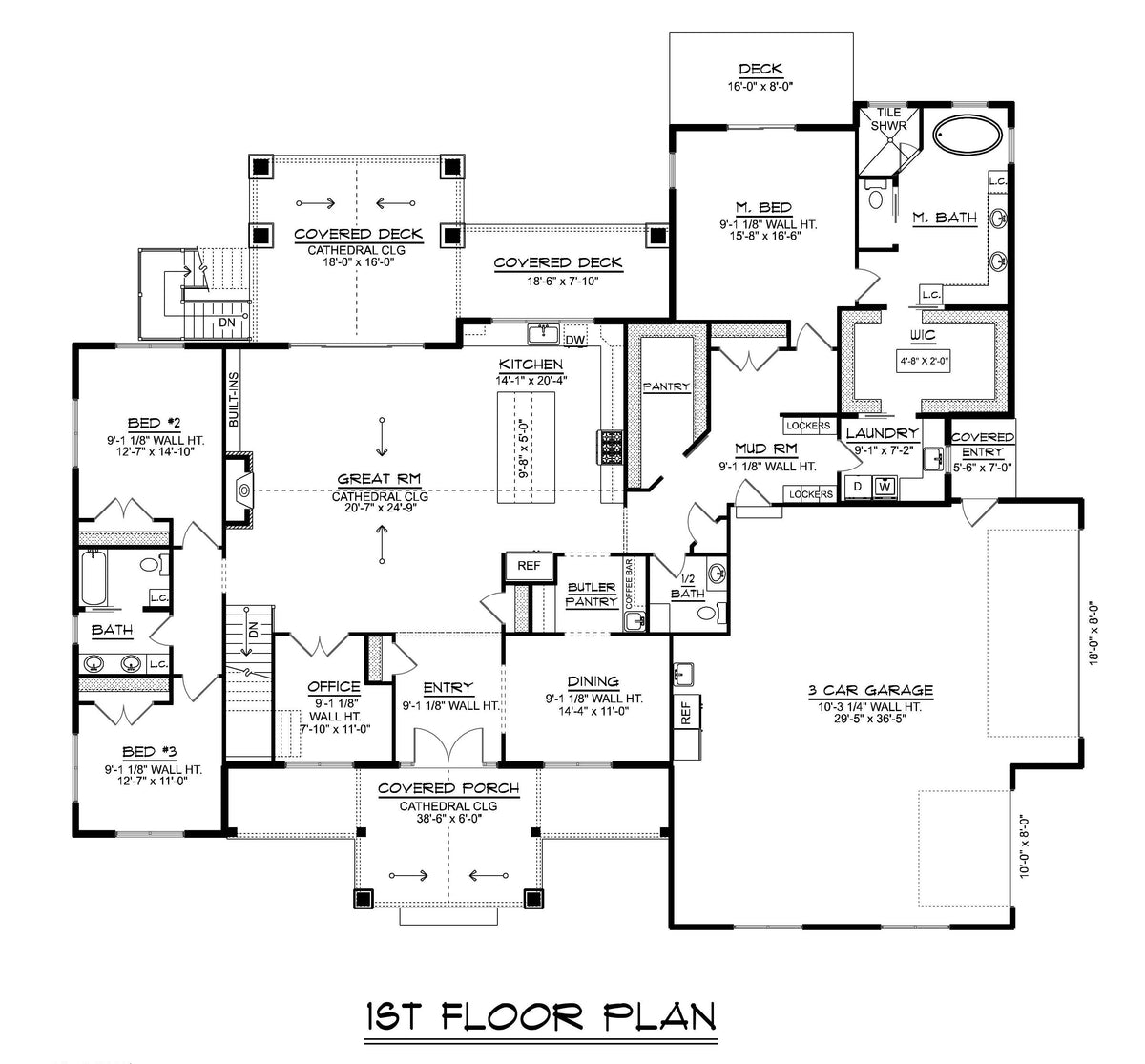 Q7445-A 24452 House First Floor Plan 3 Beds 2.5 Baths
