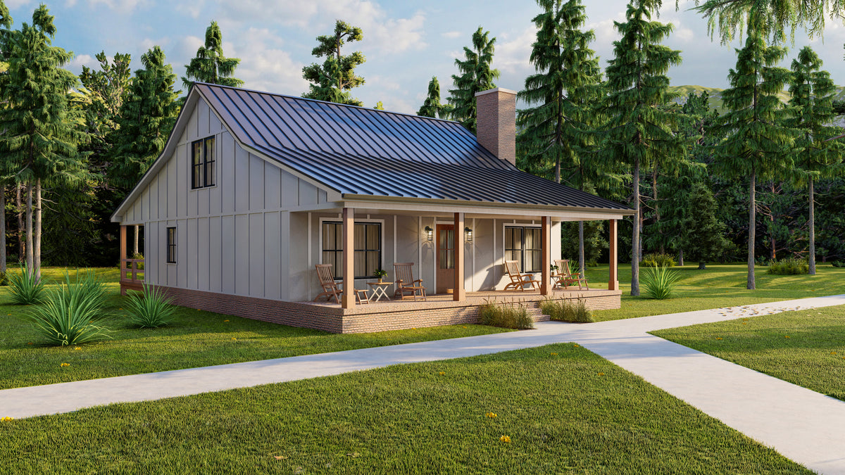 Charming 2-Bedroom Home Plan with Loft and Rear Porch