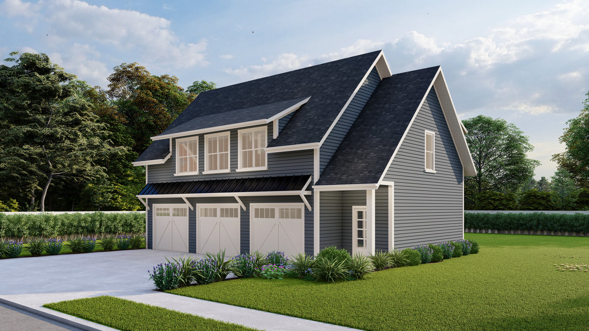 Stylish Carriage House Plan with 3-Car Garage and Office