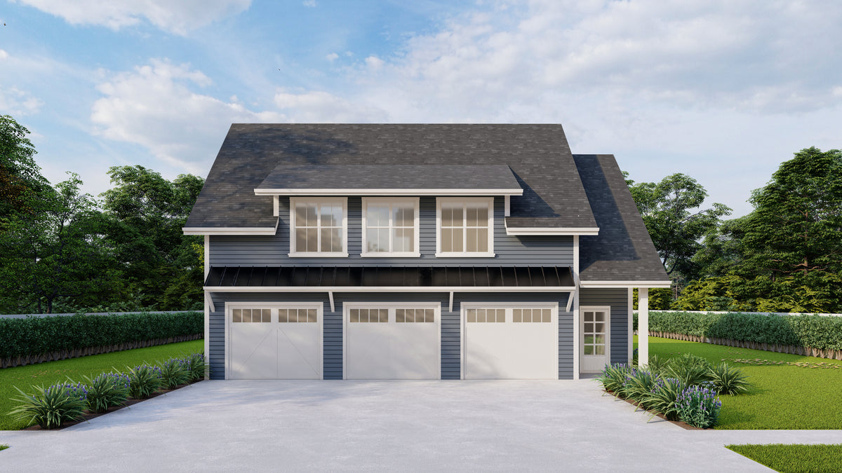 Stylish Carriage House Plan with 3-Car Garage and Office