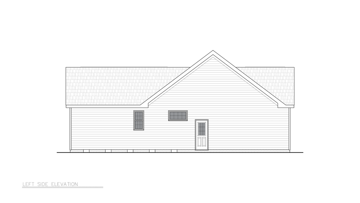 ST25088 Fabian 3 Bedrooms, 2 Bathrooms, One Story Ranch House Left Side Elevation