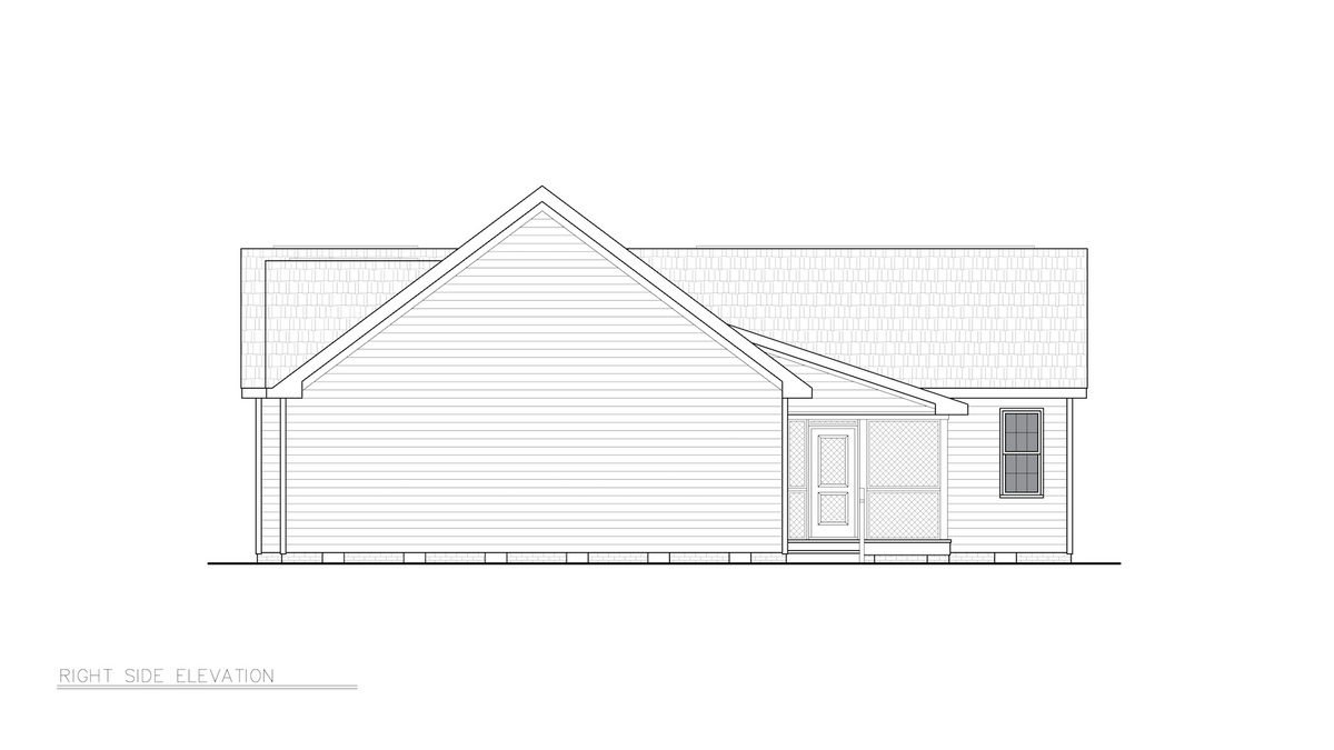 ST25088 Fabian 3 Bedrooms, 2 Bathrooms, One Story Ranch House Right Side Elevation