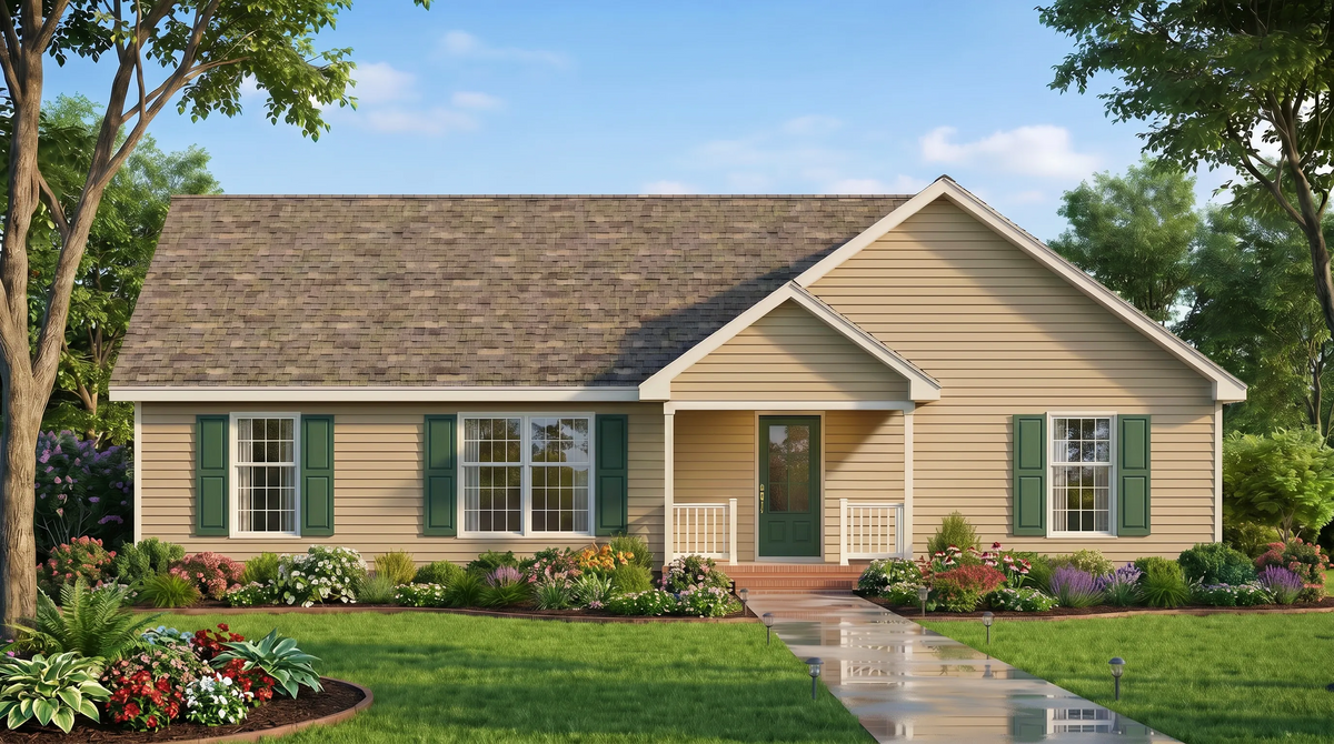 A8135-A Ranch House, 3 Bedrooms, 2 Bathrooms | Faith House Plan Exterior-2