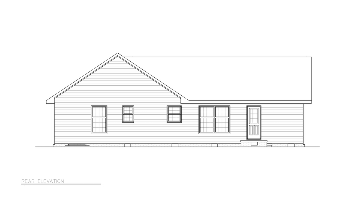 ST25080 Faith  1248 Ranch Style House 3 Beds, 3 Baths Rear Elevation