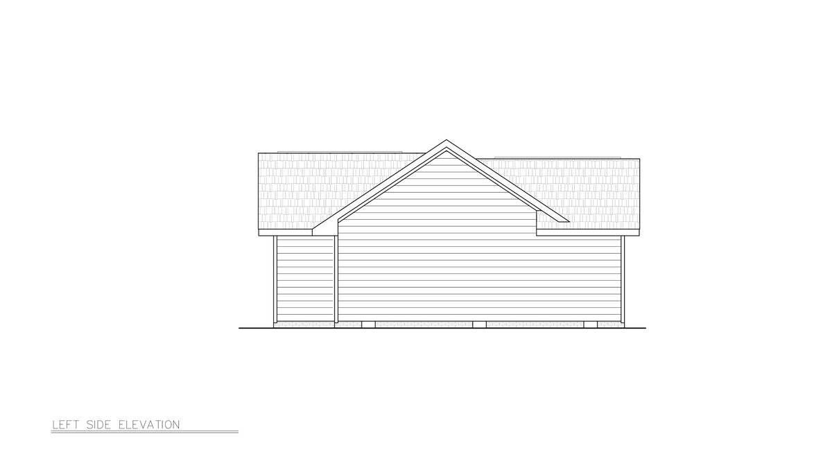 Ranch House, 1101 square feet, 3 Bedrooms, 1 Bathroom, 1 Half Bathroom | Fallon House Plan Left Elevation