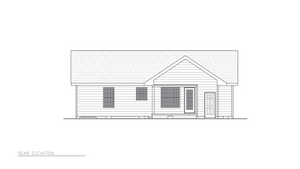 Ranch House, 1101 square feet, 3 Bedrooms, 1 Bathroom, 1 Half Bathroom | Fallon House Plan Rear Elevation