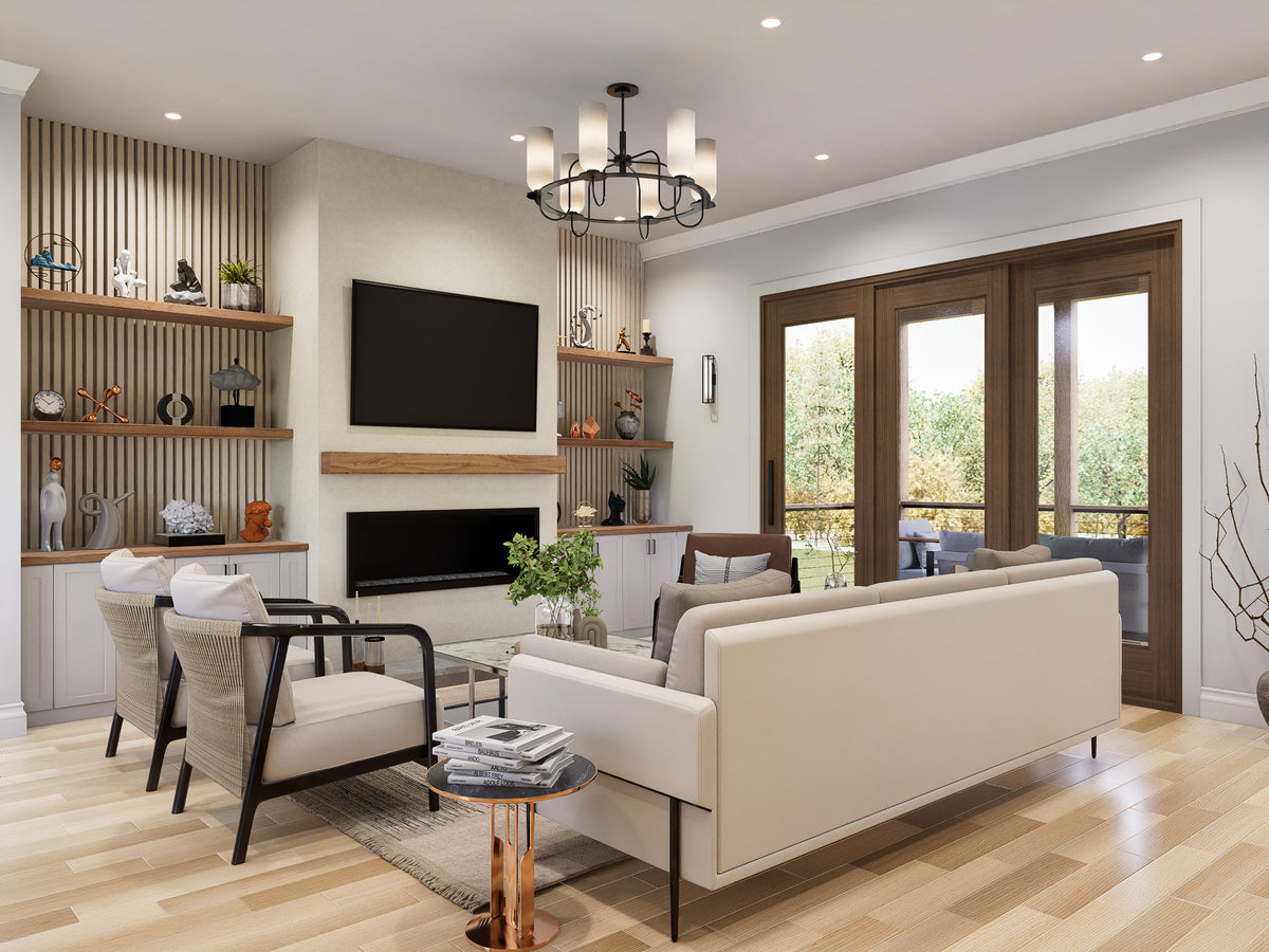 A7971 Urban Valley Contemporary House Plan 3 beds, 2 baths, Family Room Interior