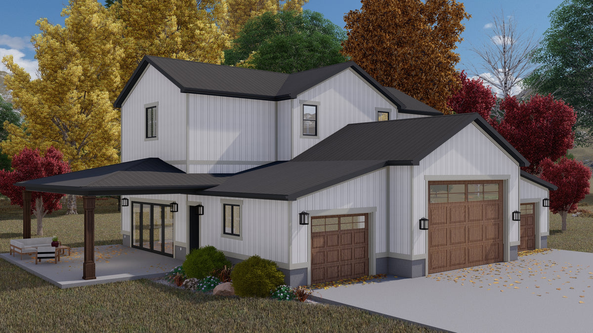 Spacious Two-Bedroom Barndominium with Porches and 3-Car Garage