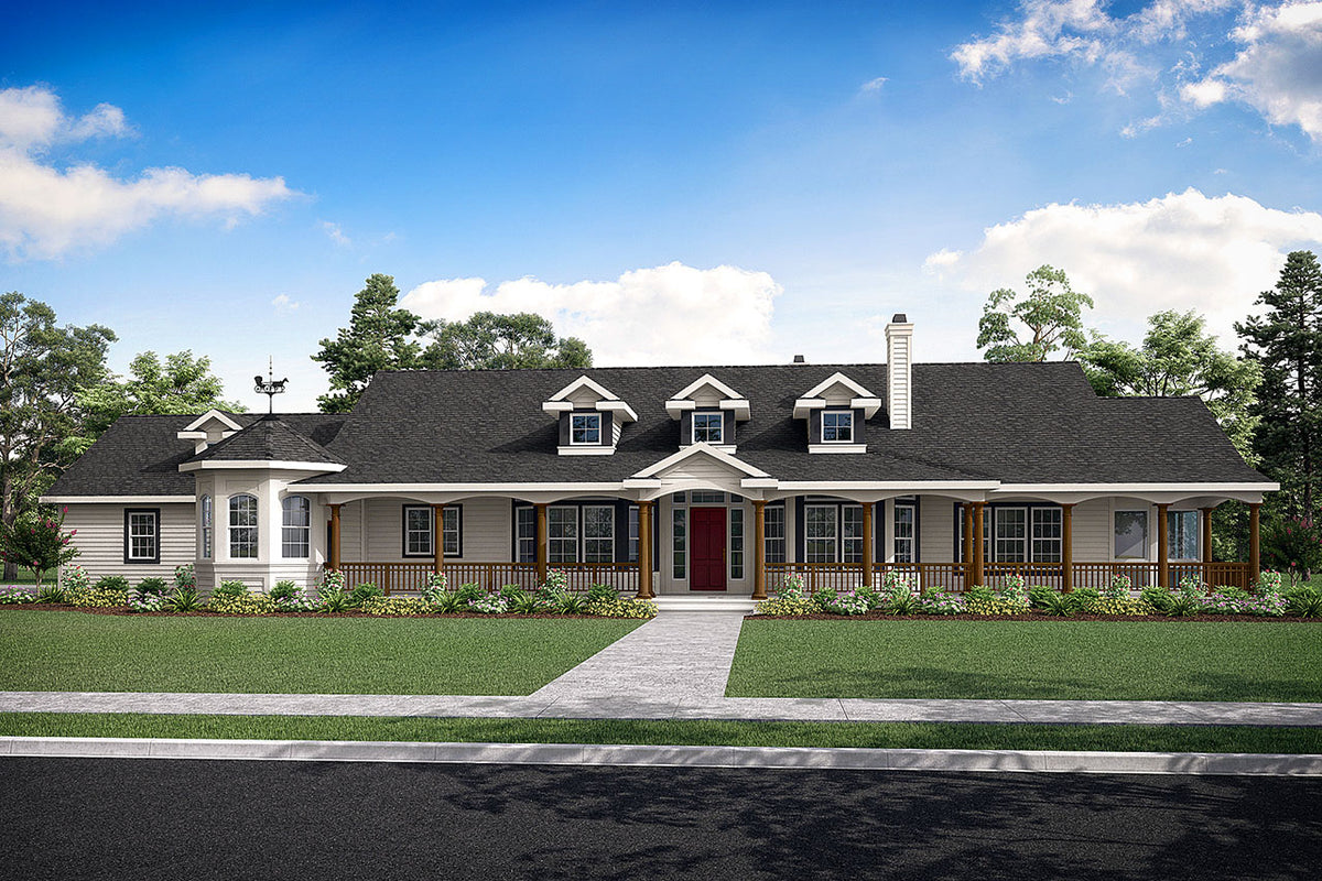 AM8285-A Country House, 4 Bedrooms, 5.5 Bathrooms | Louisville House Plan Exterior