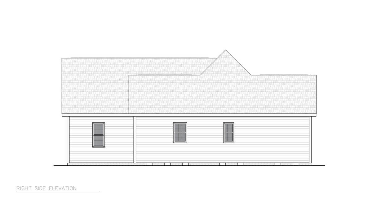 A8157-A Faxon House Plan, 3 Bedrooms, 2 Bathrooms, Traditional House Plan Right Elevation