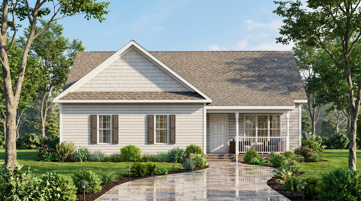 A8313-A Country Ranch House, 4 Bedrooms, 2 Bathrooms | Felix House Plan Exterior-2