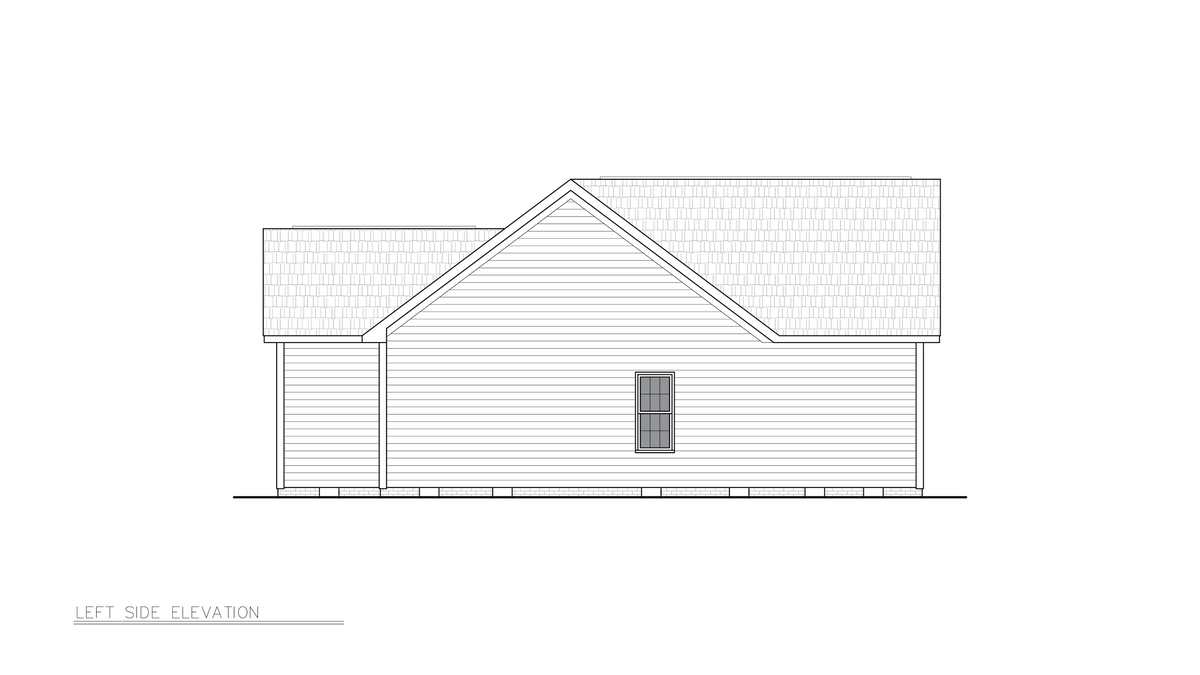 A8313-A Country Ranch House, 4 Bedrooms, 2 Bathrooms | Felix House Plan Left Elevation