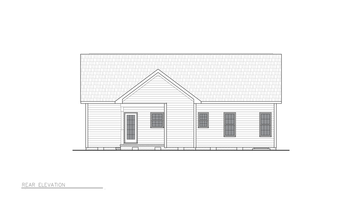 A8313-A Country Ranch House, 4 Bedrooms, 2 Bathrooms | Felix House Plan Rear Elevation