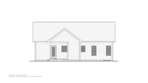A8313-A Country Ranch House, 4 Bedrooms, 2 Bathrooms | Felix House Plan Rear Elevation