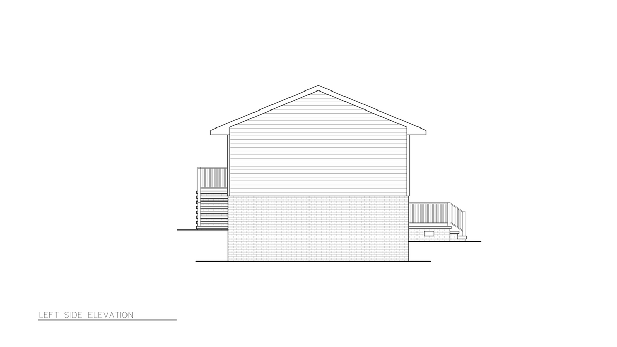 A8316-A Transitional House, 3 Bedrooms, 1.5 Bathrooms | Fisk House Plan Left Elevation