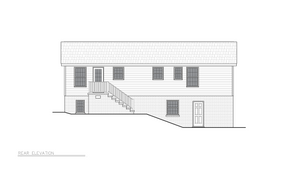 A8316-A Transitional House, 3 Bedrooms, 1.5 Bathrooms | Fisk House Plan Rear Elevation