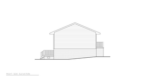 A8316-A Transitional House, 3 Bedrooms, 1.5 Bathrooms | Fisk House Plan Right Elevation