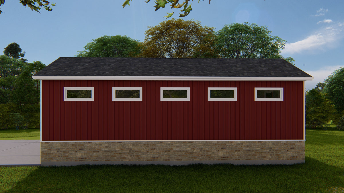 Spacious 4-Car Garage Plan with Storage and Covered Porch