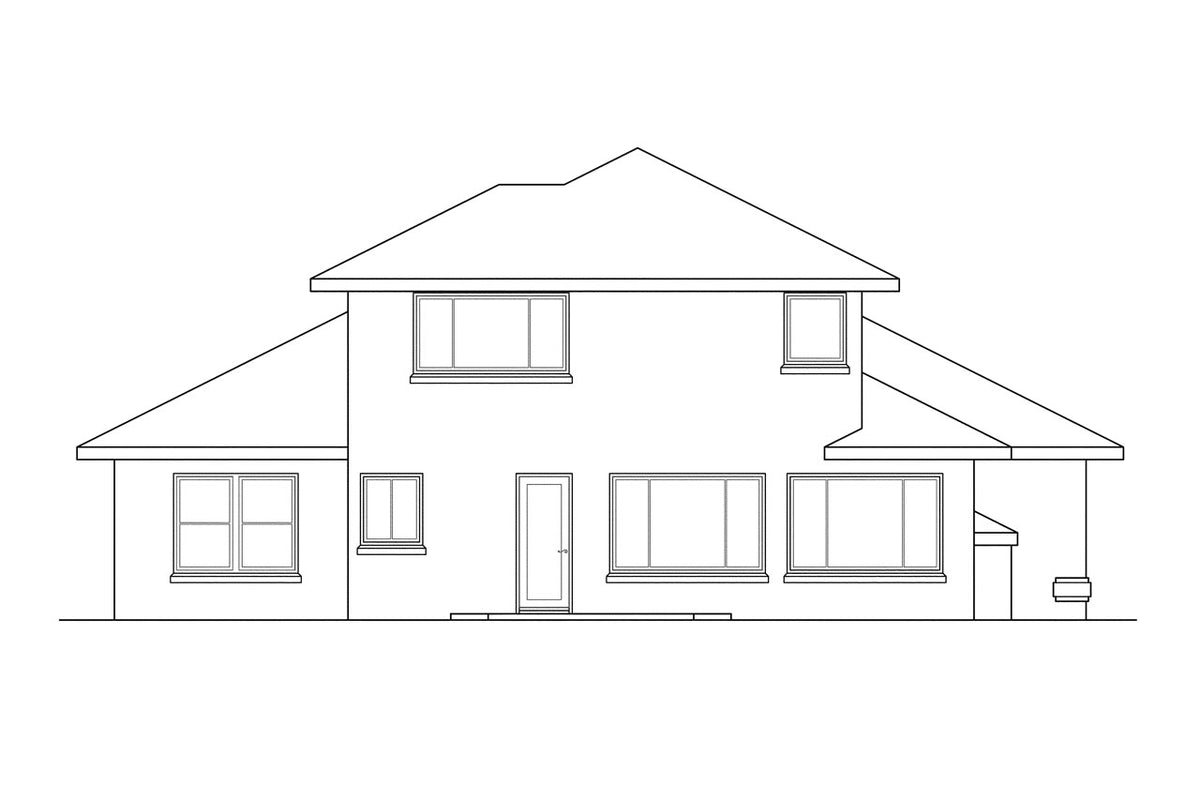 AM8272-A Southwestern House, 4 Bedrooms, 3 Bathrooms | Augusta House Plan Rear Elevation