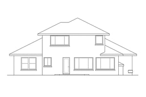 AM8272-A Southwestern House, 4 Bedrooms, 3 Bathrooms | Augusta House Plan Rear Elevation
