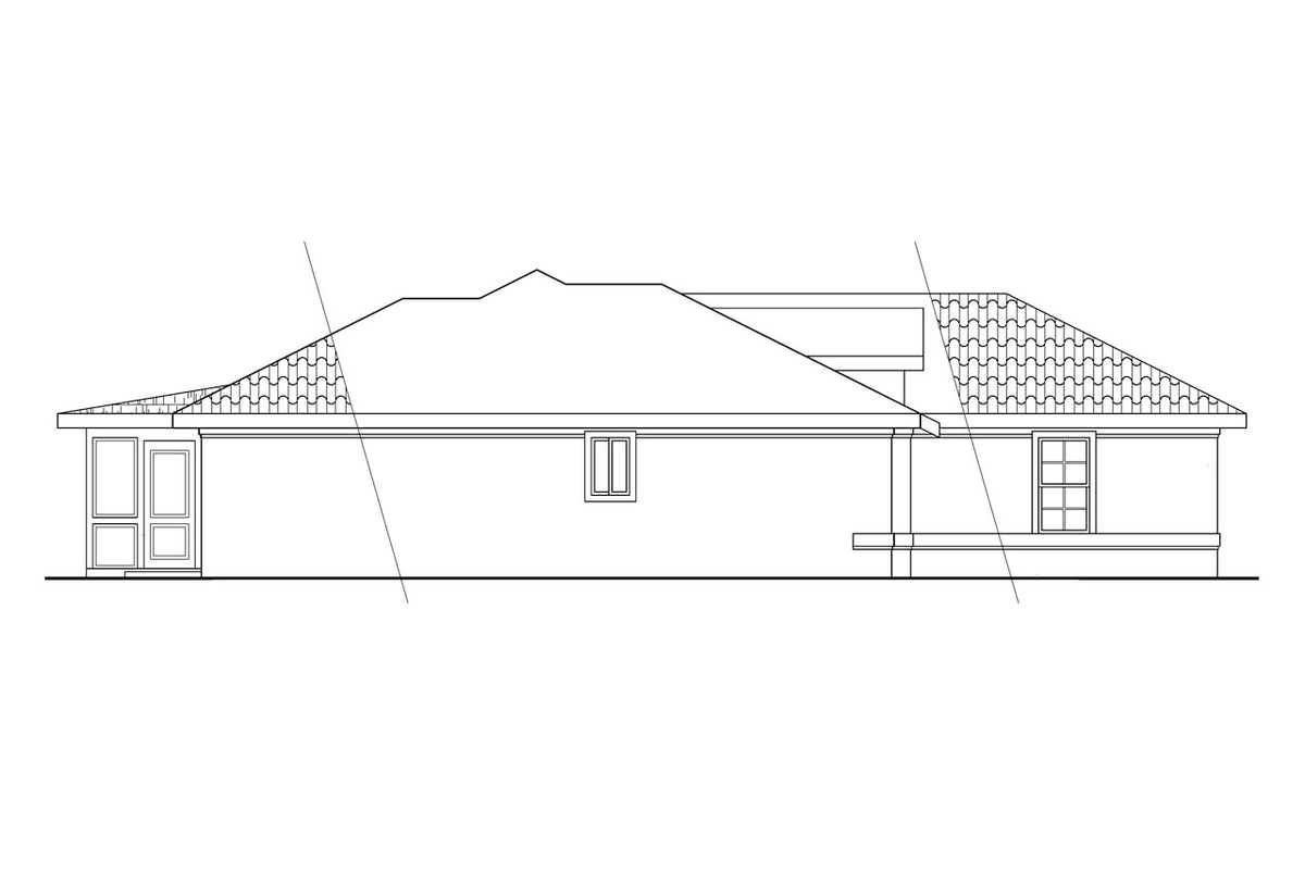 AM7788-A Southwestern House Left Elevation, 3 Bedrooms, 2 Bathrooms | 11-031 Camille 
