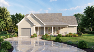 Sophisticated Contemporary House Plan with Expansive Front Porch and Open-Concept Living | Fox Fire House Plan