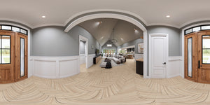 A7687-A Transitional House Foyer Panorama, 3 Bedrooms, 3.5 Bathrooms | Whitemoore B House Plan 