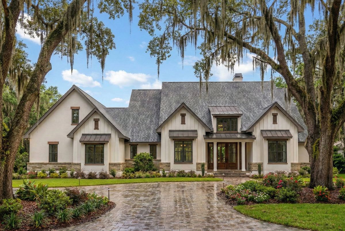 B7778-A Modern Farmhouse, 4 Bedrooms, 3.5 Bathrooms | Silverbrook House Plan Exterior-2