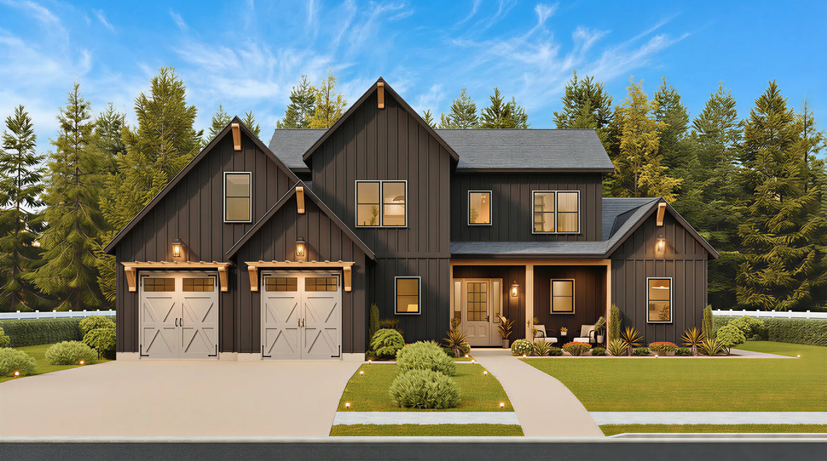 A8484-A Bluefern Valley Main Image Exterior 3 beds, 3 baths, modern farmhouse plan