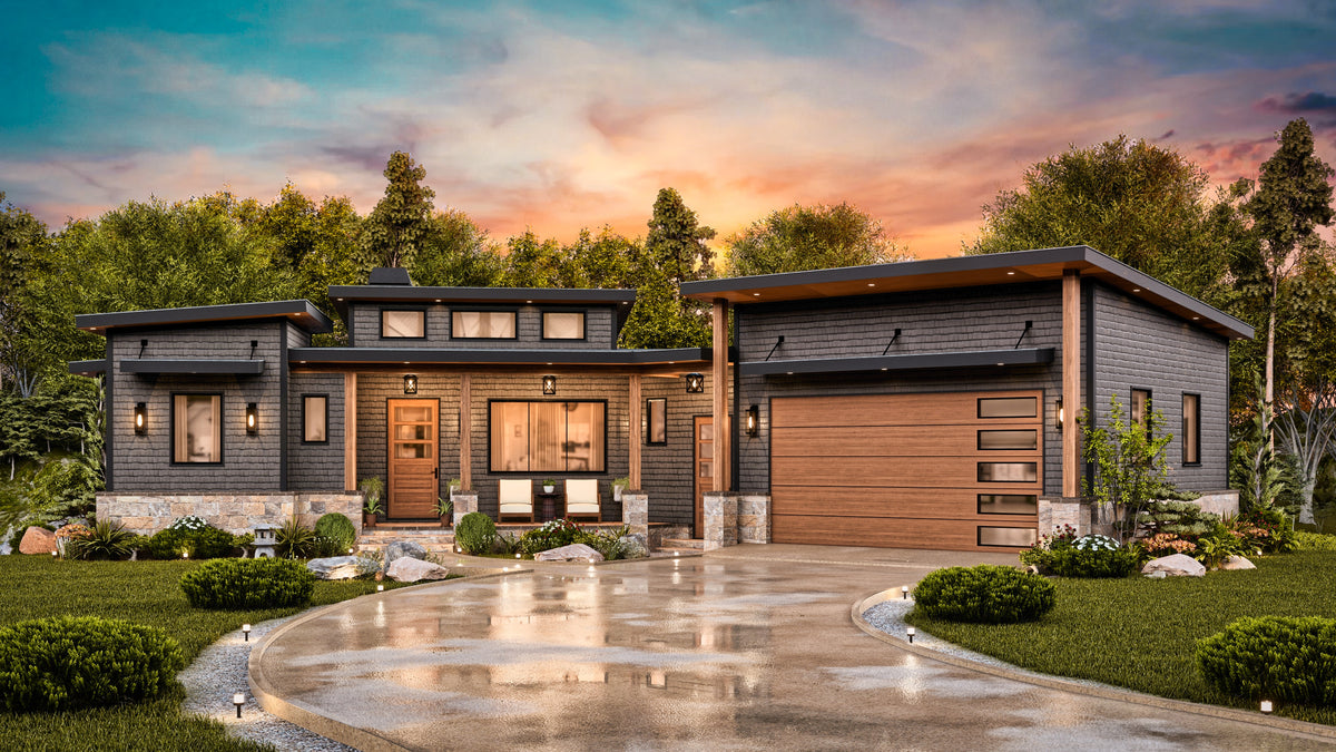 A7971 Urban Valley Contemporary House Plan 3 beds, 2 baths, Exterior 1