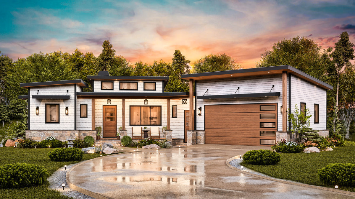 A7971 Urban Valley Contemporary House Plan 3 beds, 2 baths, Exterior 2