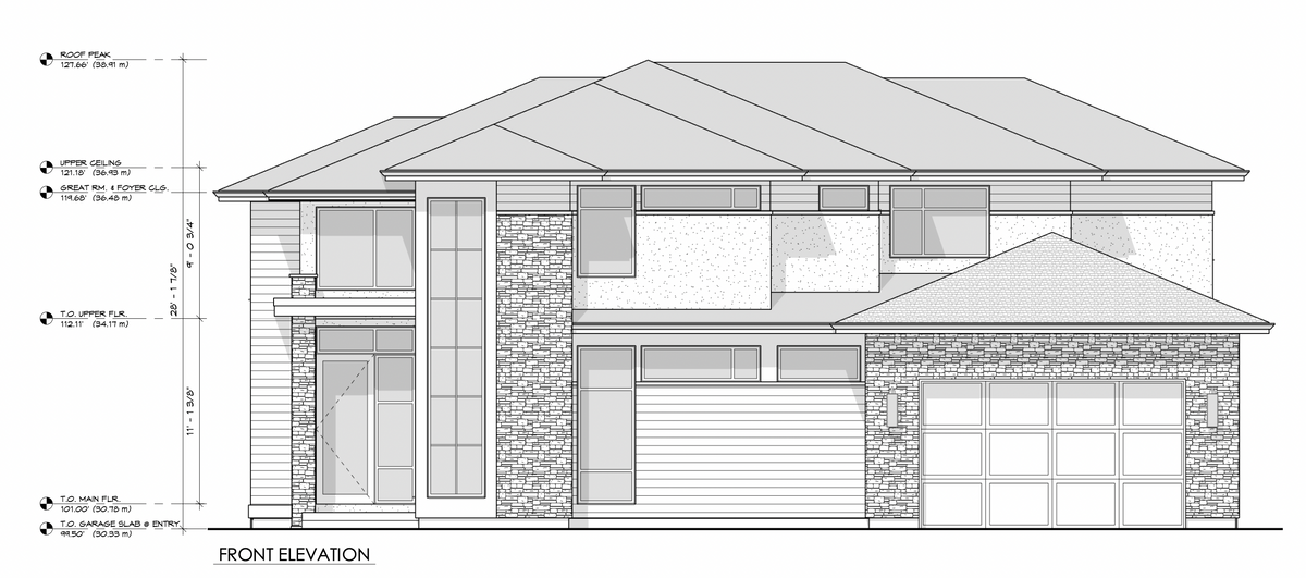 Two Story Contemporary House with an Island Kitchen - 2622 Sq ft.