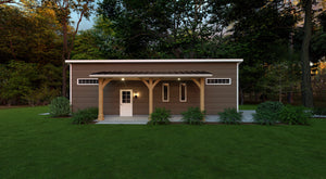 1-Car Garage with Workshop and Covered Porch – Compact Design