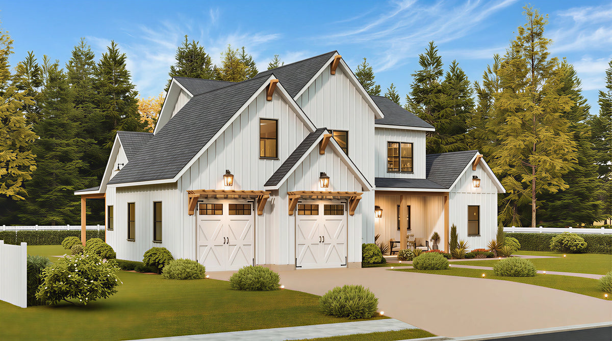 A8484-A Bluefern Valley Main Image Exterior 3 beds, 3 baths, modern farmhouse plan