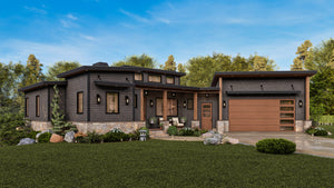A7971 Urban Valley Contemporary House Plan 3 beds, 2 baths, Exterior 3
