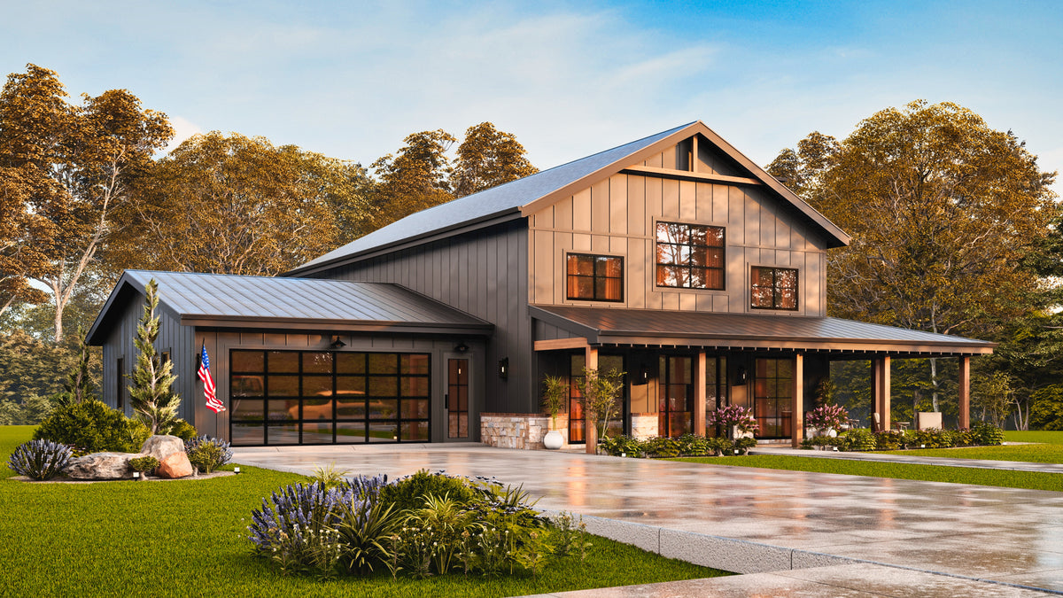 26036 Whistlewood 2 House Plan, Modern Farmhouse 3 Beds, 2.5 Baths Front Exterior 3