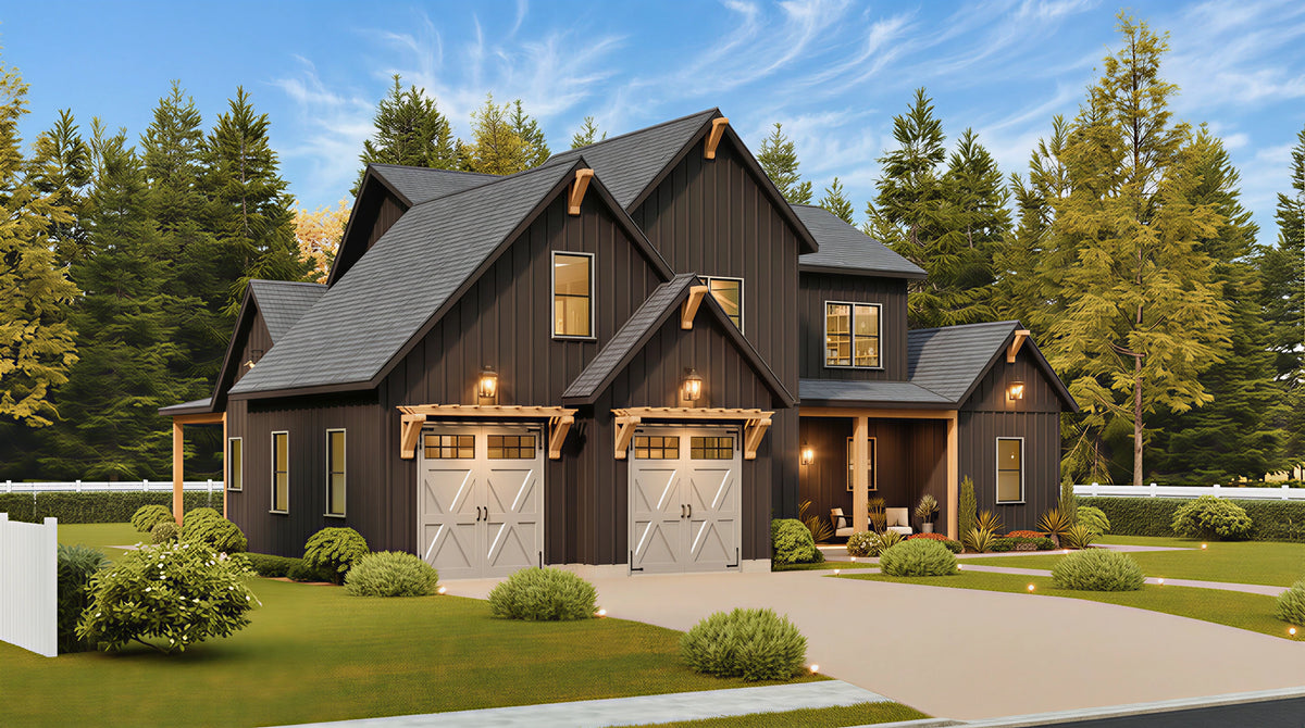 A8484-A Bluefern Valley Main Image Exterior 3 beds, 3 baths, modern farmhouse plan