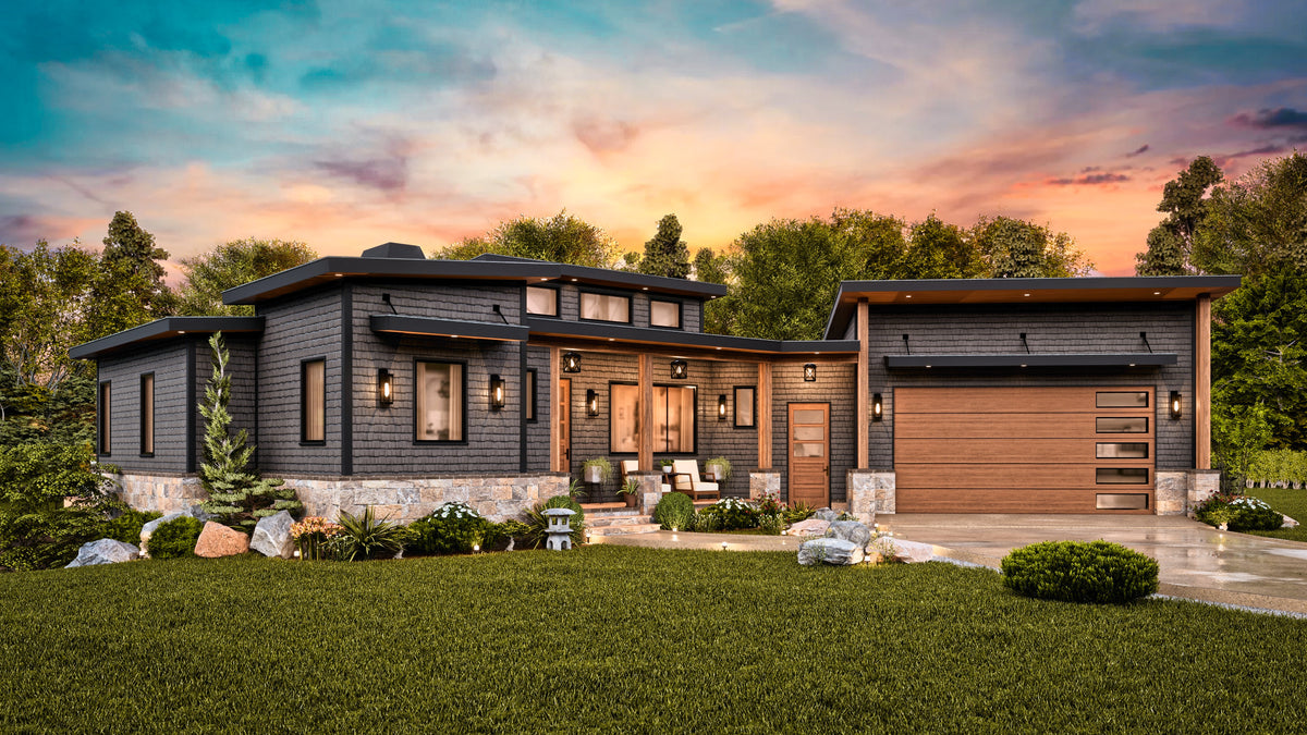 A7971 Urban Valley Contemporary House Plan 3 beds, 2 baths, Exterior 4