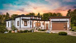 A7971 Urban Valley Contemporary House Plan 3 beds, 2 baths, Exterior 1 White
