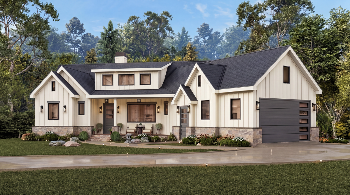 A802-A Urban Oak Contemporary Craftsman House Plan Exterior 1