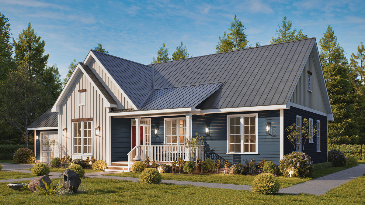 25124 Blues 3 Traditional Style Plan 3-Beds, 2.5 Bathrooms, Exterior-3 Right