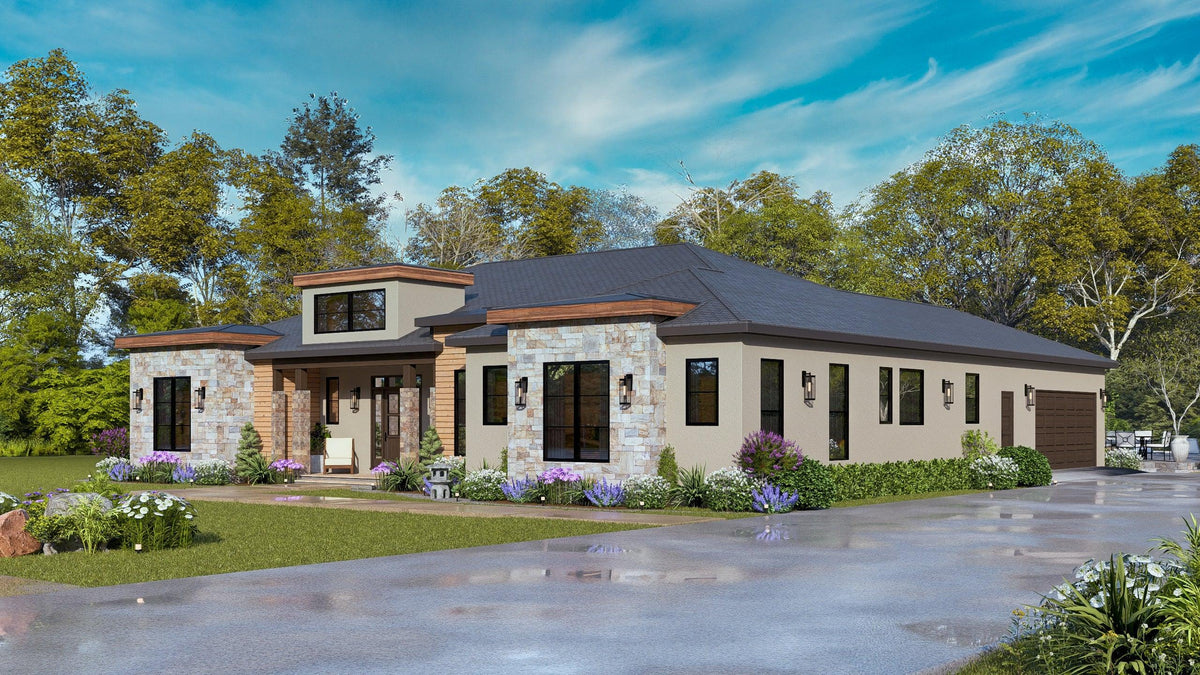 A7571-A Modern House, 3 Bedrooms, 3.5 Bathrooms | Sweet Clover House Exterior-6