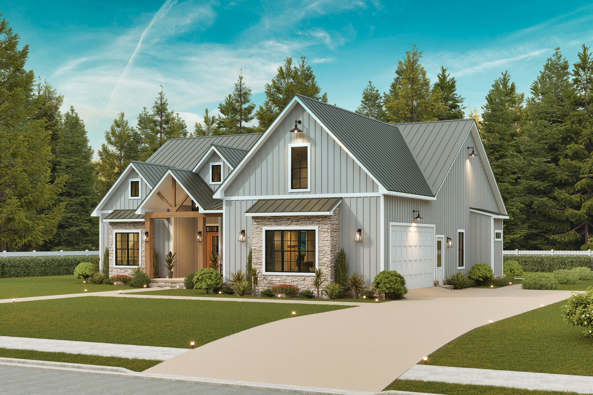 A7683-A Modern Farmhouse, 3 Bedrooms, 3.5 Bathrooms | Whitemoore A House Plan Exterior-8